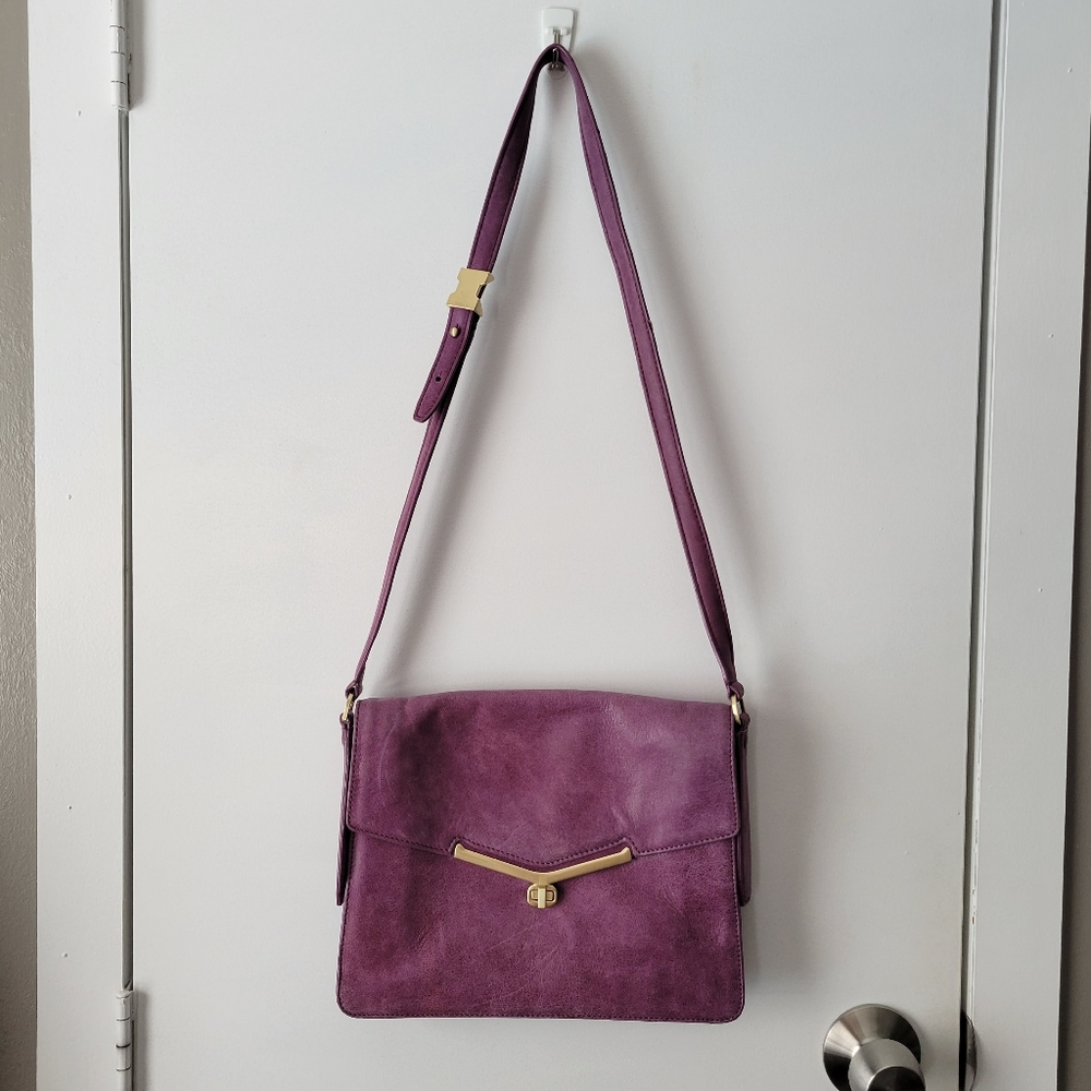 Botkier purple leather crossbody bag purse